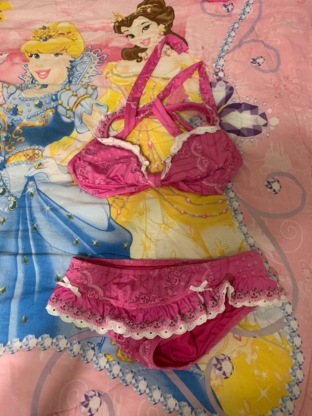 Betsey Johnson Pink Ruffled Two-Piece Swim Set